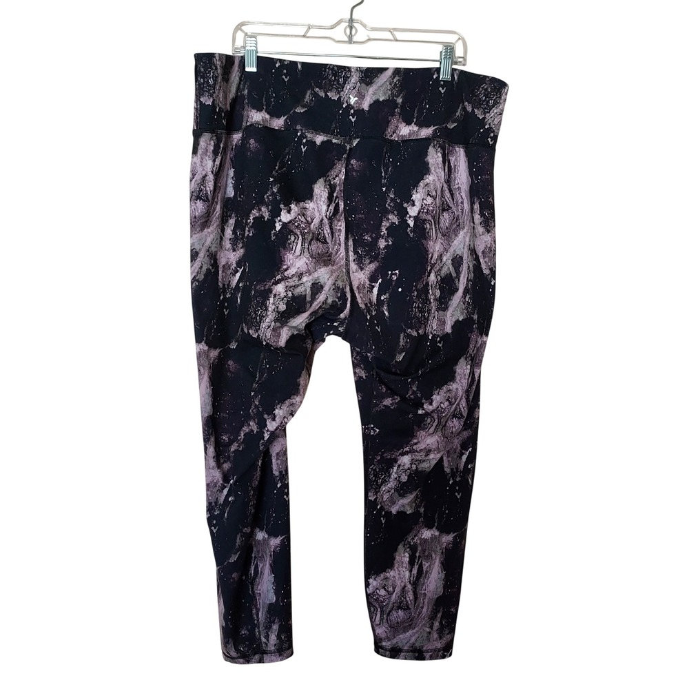 Old Navy Active PowerPress High-Rise Leggings 3X Purple Black Marble Go-Dry Crop - Picture 2 of 5